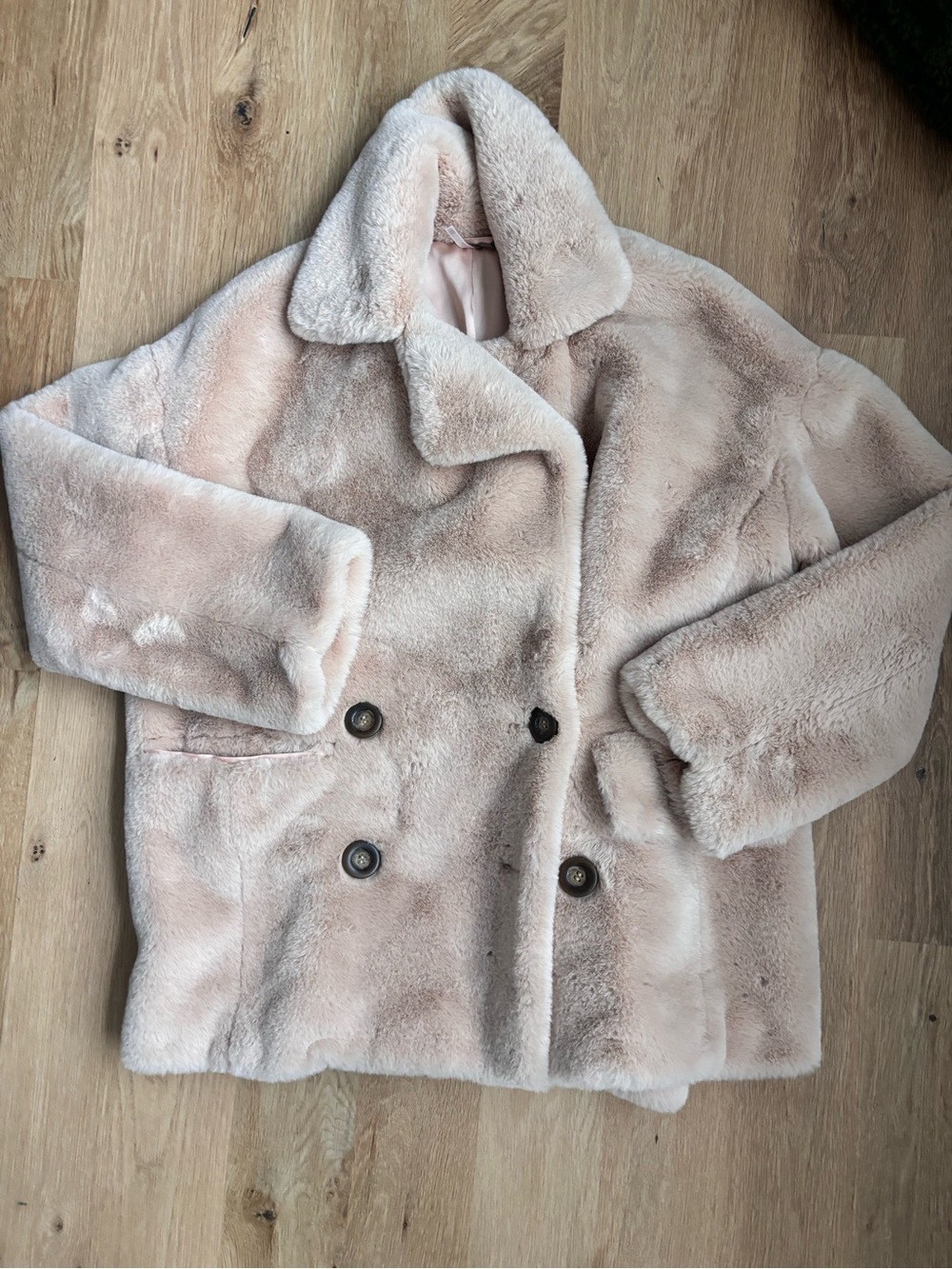 Free People Kate Faux Fur Double Breasted Oversized Coat - Apricot - XS - Picture 5 of 7